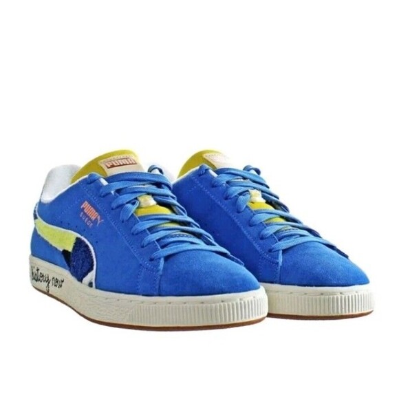 Puma Clyde Suede Blue X Black Fives Sz 10 Sneakers Mb- Melo Reverse Halo Golden - Picture 1 of 11